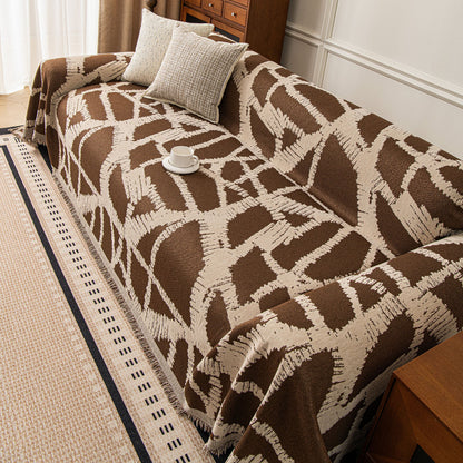 Modern Chenille Bold Abstract Pattern Sofa Cover, Artistic Decorative Furniture Cover
