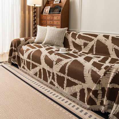 Modern Chenille Bold Abstract Pattern Sofa Cover, Artistic Decorative Furniture Cover