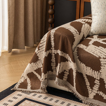 Modern Chenille Bold Abstract Pattern Sofa Cover, Artistic Decorative Furniture Cover