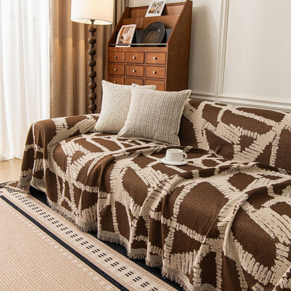 Modern Chenille Bold Abstract Pattern Sofa Cover, Artistic Decorative Furniture Cover