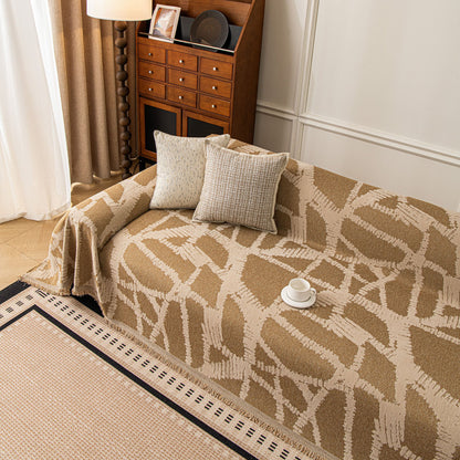 Modern Chenille Bold Abstract Pattern Sofa Cover, Artistic Decorative Furniture Cover