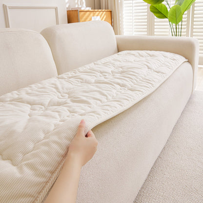 Quilted Corduroy Couch Topper, Non-Slip Soft Padded Sofa Protector Cover for Pets, Kids