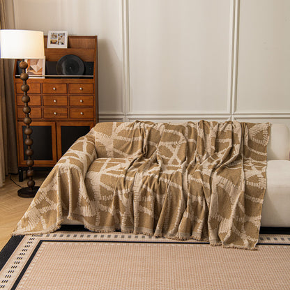 Modern Chenille Bold Abstract Pattern Sofa Cover, Artistic Decorative Furniture Cover