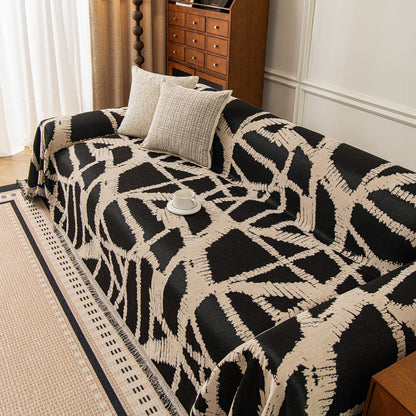 Modern Chenille Bold Abstract Pattern Sofa Cover, Artistic Decorative Furniture Cover