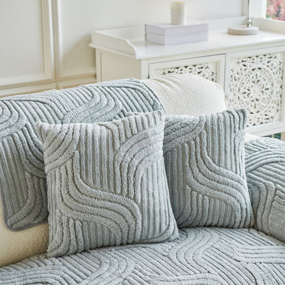 Luxury Plush Non-Slip Sofa Covers, Soft Fuzzy Embossed Sofa Topper & Seat Covers