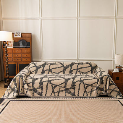 Modern Chenille Bold Abstract Pattern Sofa Cover, Artistic Decorative Furniture Cover