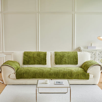 Luxury Plush Non-Slip Sofa Covers, Soft Fuzzy Embossed Sofa Topper & Seat Covers
