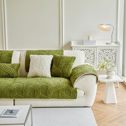 Luxury Plush Non-Slip Sofa Covers, Soft Fuzzy Embossed Sofa Topper & Seat Covers