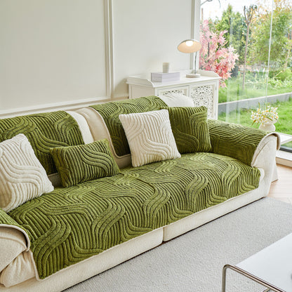 Luxury Plush Non-Slip Sofa Covers, Soft Fuzzy Embossed Sofa Topper & Seat Covers