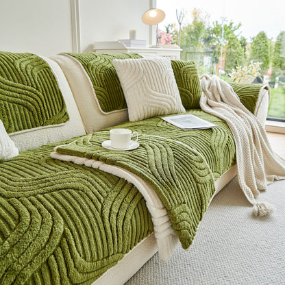 Luxury Plush Non-Slip Sofa Covers, Soft Fuzzy Embossed Sofa Topper & Seat Covers