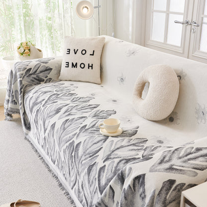 Soft Woven Leaf Couch Blanket, Pet-friendly Sectional Sofa Slipcover For Cats Dogs