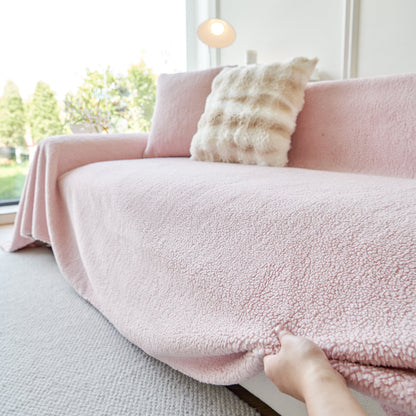 Thick Sherpa Fleece Sofa Protector Cover Stylish Durable Slipcovers for Couches and Chairs