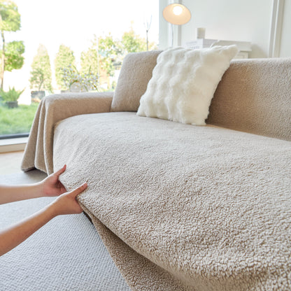 Thick Sherpa Fleece Sofa Protector Cover Stylish Durable Slipcovers for Couches and Chairs