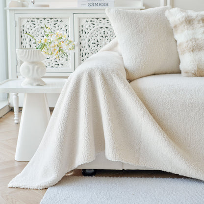 Thick Sherpa Fleece Sofa Protector Cover Stylish Durable Slipcovers for Couches and Chairs