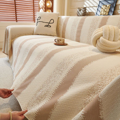 Modern Striped Sofa Throw Blanket, Lightweight Couch Cover for Summer Seating