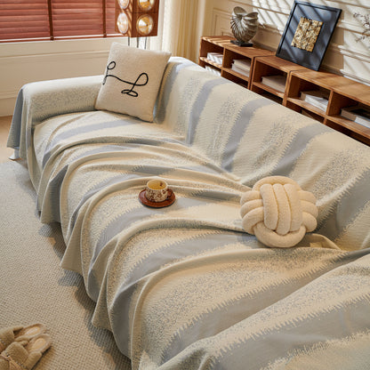 Modern Striped Sofa Throw Blanket, Lightweight Couch Cover for Summer Seating