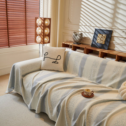Modern Striped Sofa Throw Blanket, Lightweight Couch Cover for Summer Seating