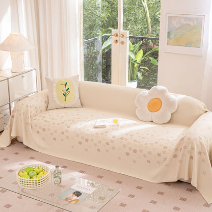 Cooling Ice Silk Sofa Cover Blanket, Floral Soft Silky Breathable Couch Throw Cover