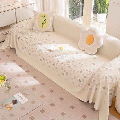 Cooling Ice Silk Sofa Cover Blanket, Floral Soft Silky Breathable Couch Throw Cover