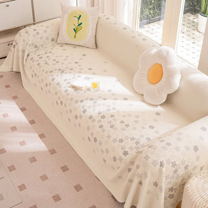 Cooling Ice Silk Sofa Cover Blanket, Floral Soft Silky Breathable Couch Throw Cover