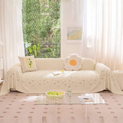 Cooling Ice Silk Sofa Cover Blanket, Floral Soft Silky Breathable Couch Throw Cover