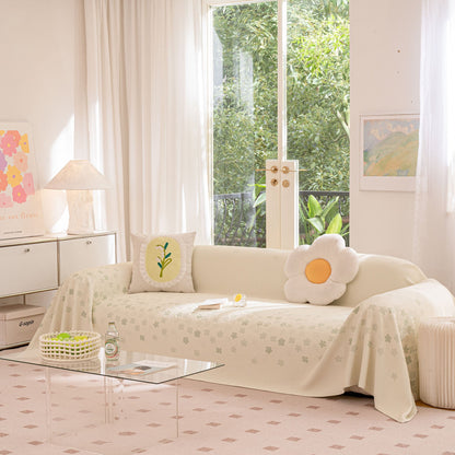 Cooling Ice Silk Sofa Cover Blanket, Floral Soft Silky Breathable Couch Throw Cover