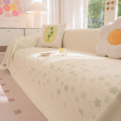 Cooling Ice Silk Sofa Cover Blanket, Floral Soft Silky Breathable Couch Throw Cover