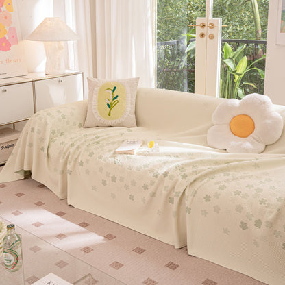 Cooling Ice Silk Sofa Cover Blanket, Floral Soft Silky Breathable Couch Throw Cover