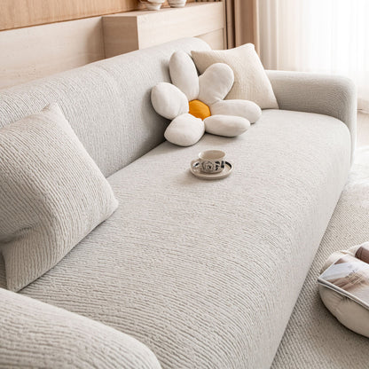Stretch Textured Vertical Stripe Couch Slipcover, Soft Jacquard Elastic Sofa Cover