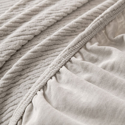 Stretch Textured Vertical Stripe Couch Slipcover, Soft Jacquard Elastic Sofa Cover