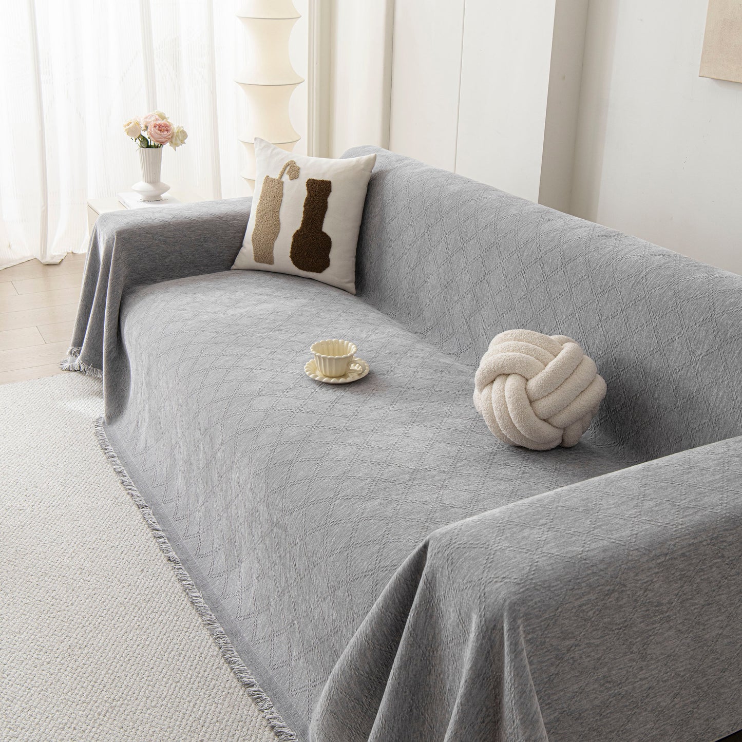 Soft Textured Couch Cover Slipcover Blanket, Modern Couch Covers for Dogs Washable