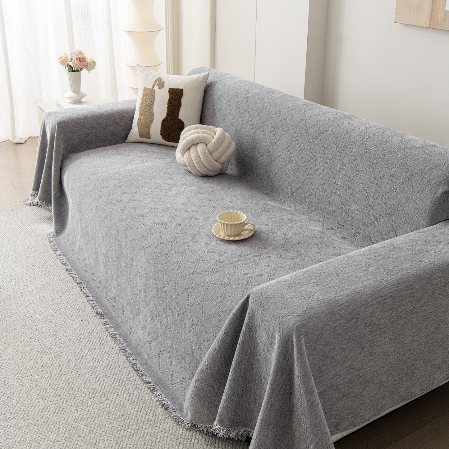 Soft Textured Couch Cover Slipcover Blanket, Modern Couch Covers for Dogs Washable