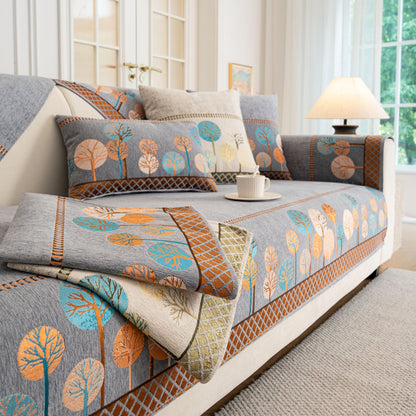 Sofa Cover for Couch, Non-Slip Sectional Couch Cover with Woven Tree Pattern