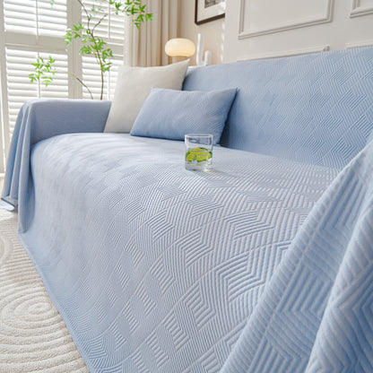 Cooling Scratch Proof Large Sofa Throw Cover, Geometric Texture Couch Protector