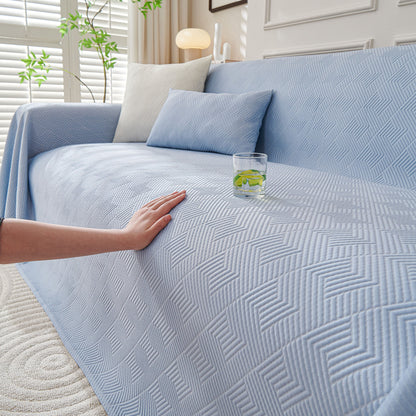 Cooling Scratch Proof Large Sofa Throw Cover, Geometric Texture Couch Protector
