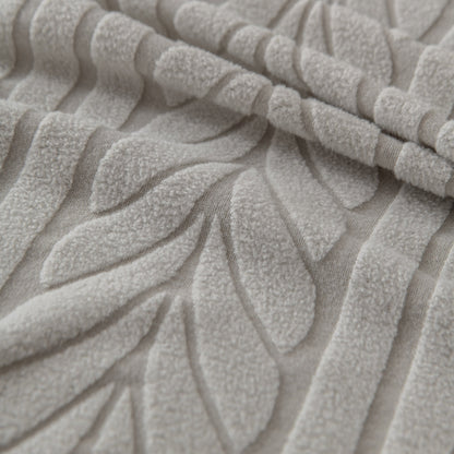 Plush Fleece Sofa Slipcover with 3D Wheat Pattern, Cozy High-Stretch Couch Cover