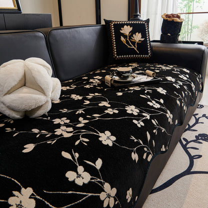Floral Chenille Couch Cover, Non-Slip Sofa Slipcover Protector for Furniture