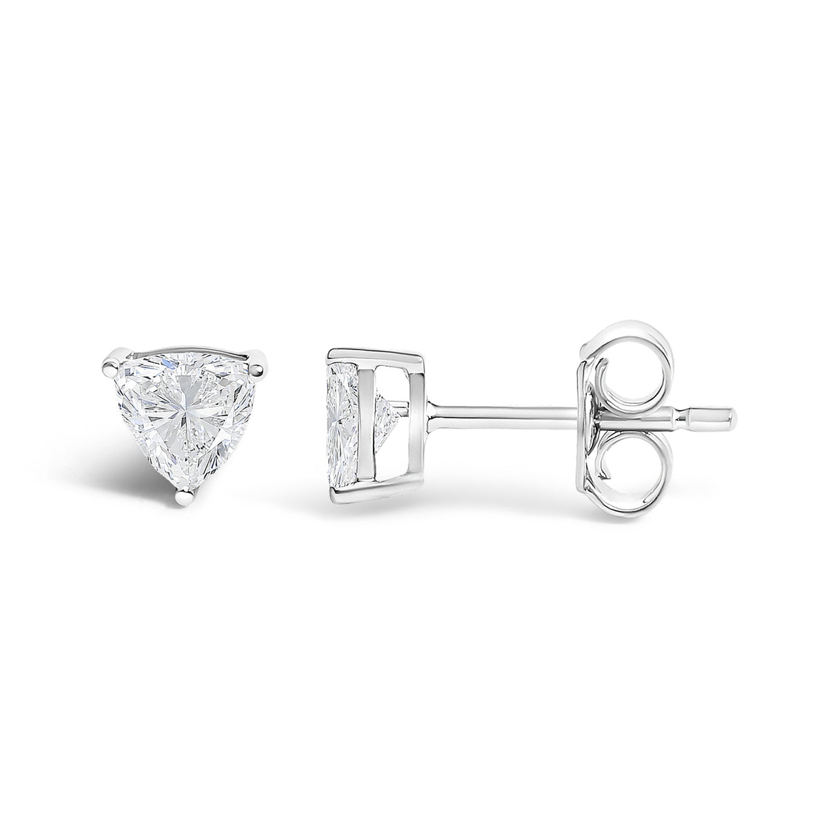 14K White Gold 1/2 Cttw Lab Grown Trillion Cut Solitaire Diamond Stud Earrings
