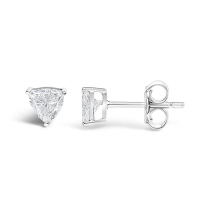 14K White Gold 1/2 Cttw Lab Grown Trillion Cut Solitaire Diamond Stud Earrings