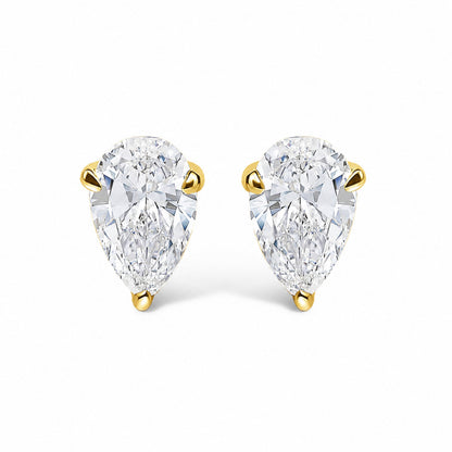 14K White Gold 1.00 Cttw Lab Grown Pear Shaped Solitaire Diamond Stud Earrings
