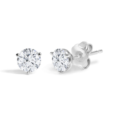 14K White Gold 1.00 Cttw Lab Grown Diamond Martini Set Round Solitaire Stud Earrings