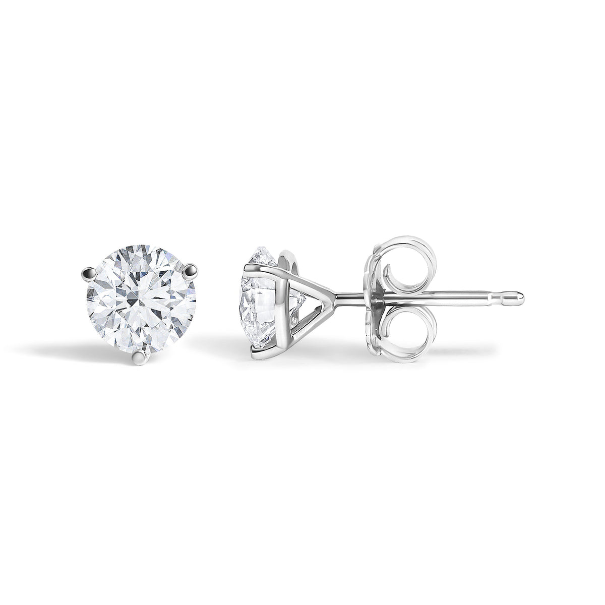 14K White Gold 1.00 Cttw Lab Grown Diamond Martini Set Round Solitaire Stud Earrings