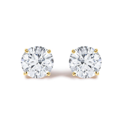 14K White Gold 1/2 Cttw Round Lab Grown Diamond Solitaire Stud Earrings with Push Backs