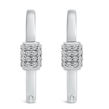 10K White Gold 3/8 Cttw Lab Grown Diamond Heart Shaped Huggie Hoop Earrings