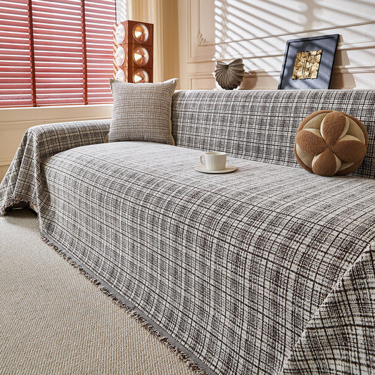Textured Plaid Couch Throw Cover, Modern Decorative Sectional Furniture Covers