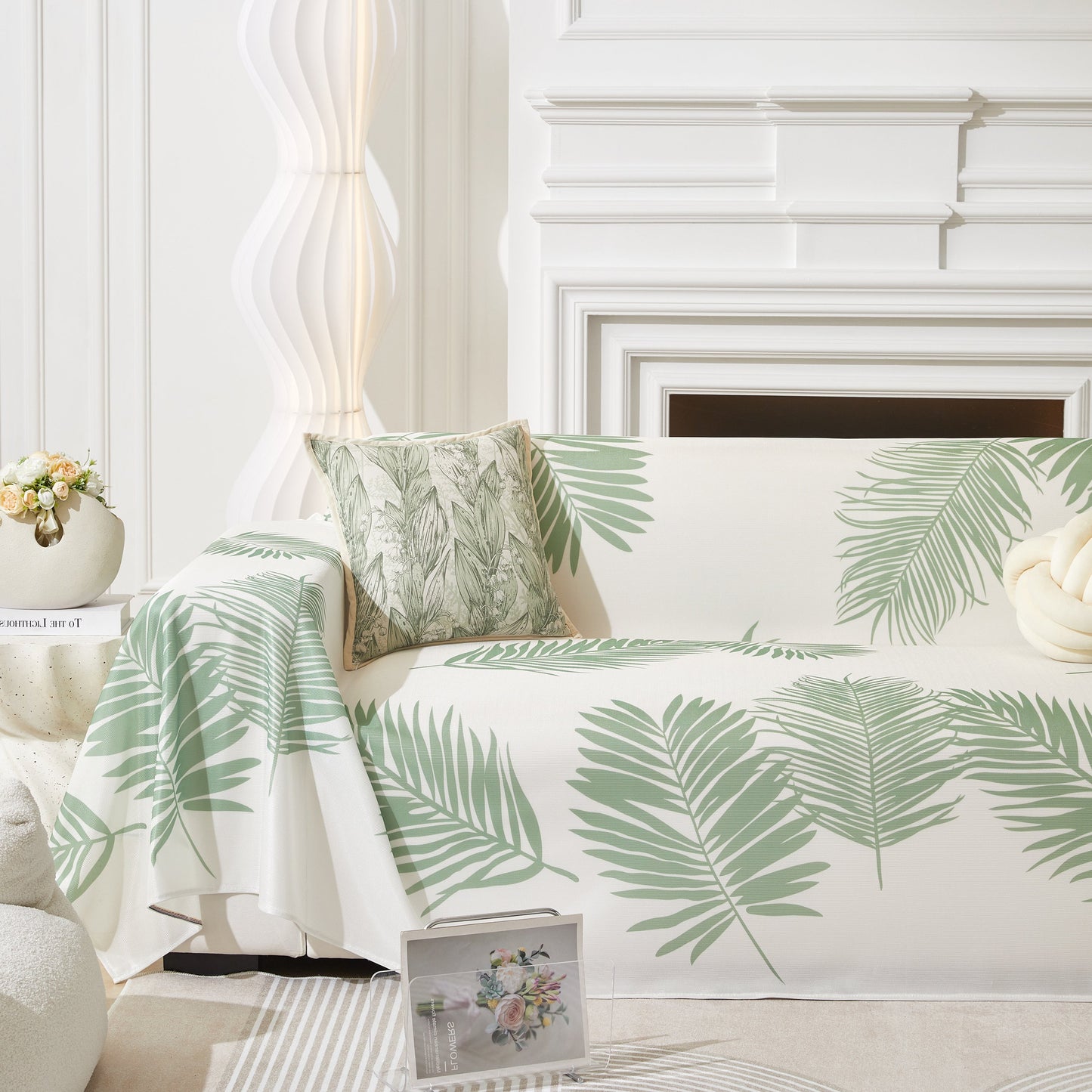Leaf Printed Slipcover Sofa Covers, Universal Couch Throw Cover, Pets Furniture Protector for Home Decor