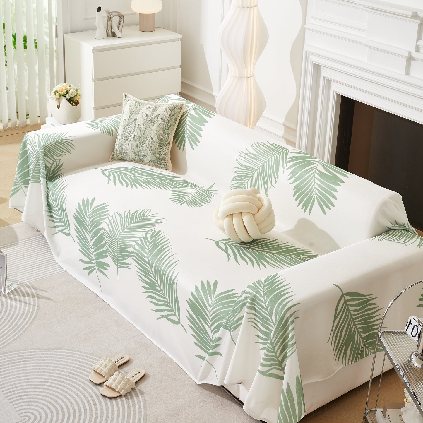 Leaf Printed Slipcover Sofa Covers, Universal Couch Throw Cover, Pets Furniture Protector for Home Decor