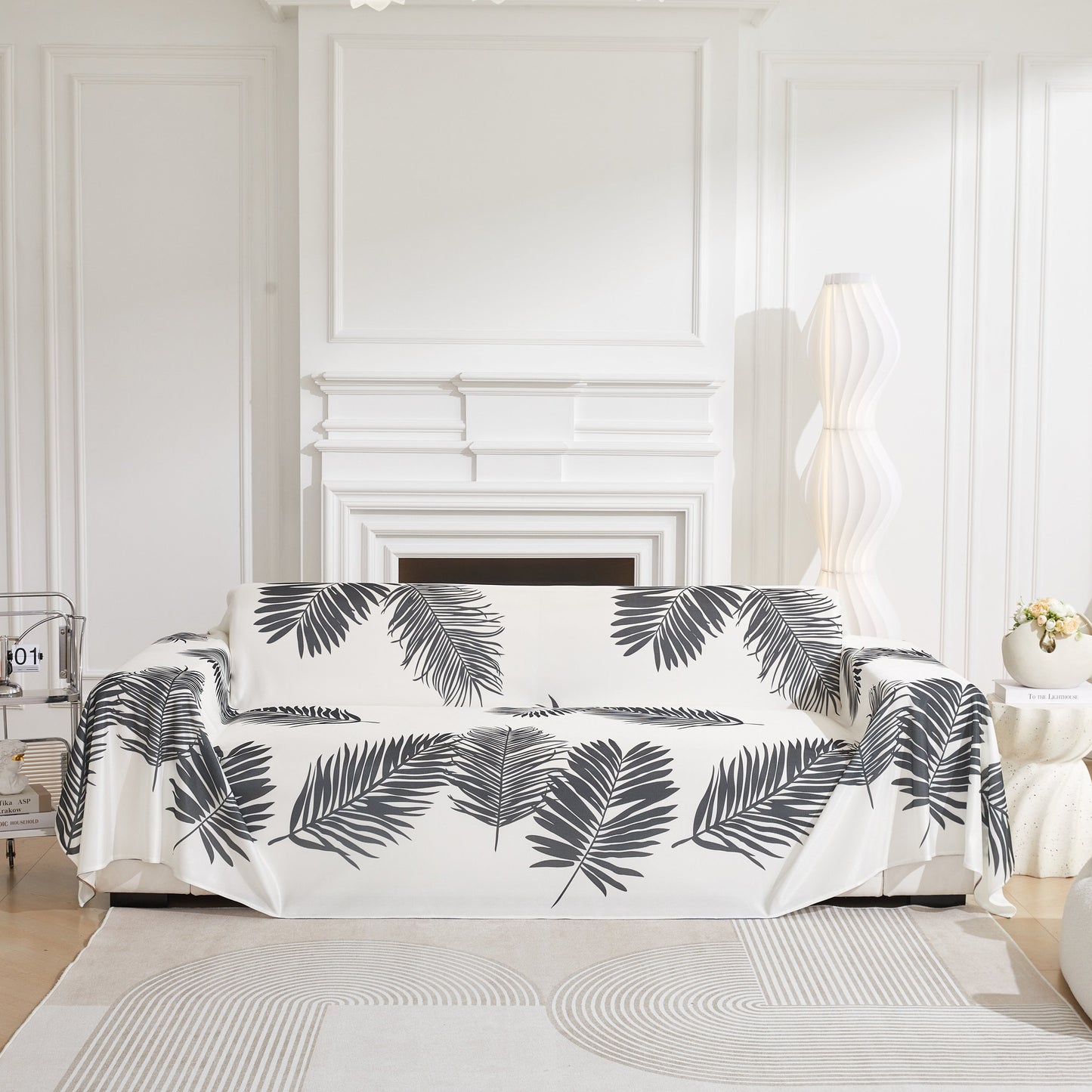 Leaf Printed Slipcover Sofa Covers, Universal Couch Throw Cover, Pets Furniture Protector for Home Decor