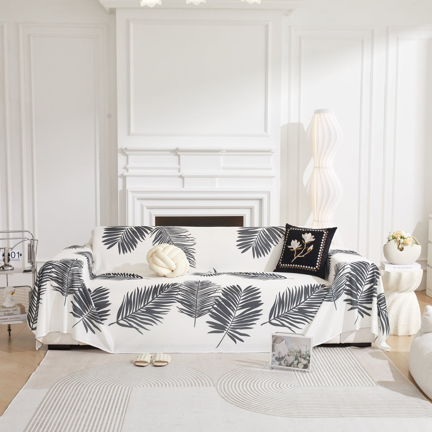 Leaf Printed Slipcover Sofa Covers, Universal Couch Throw Cover, Pets Furniture Protector for Home Decor