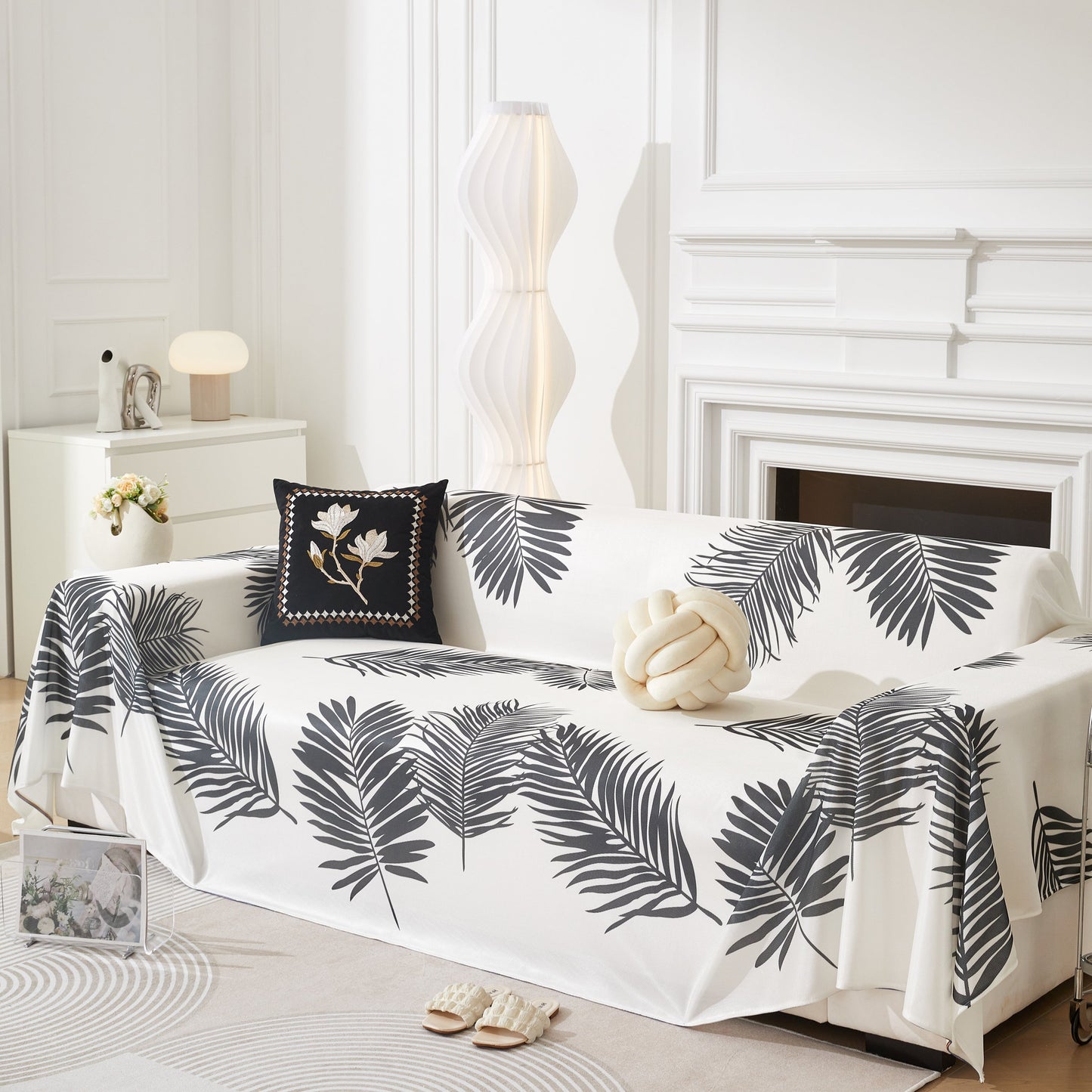 Leaf Printed Slipcover Sofa Covers, Universal Couch Throw Cover, Pets Furniture Protector for Home Decor